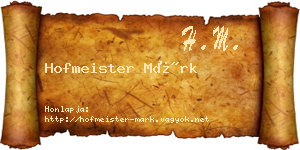 Hofmeister Márk névjegykártya